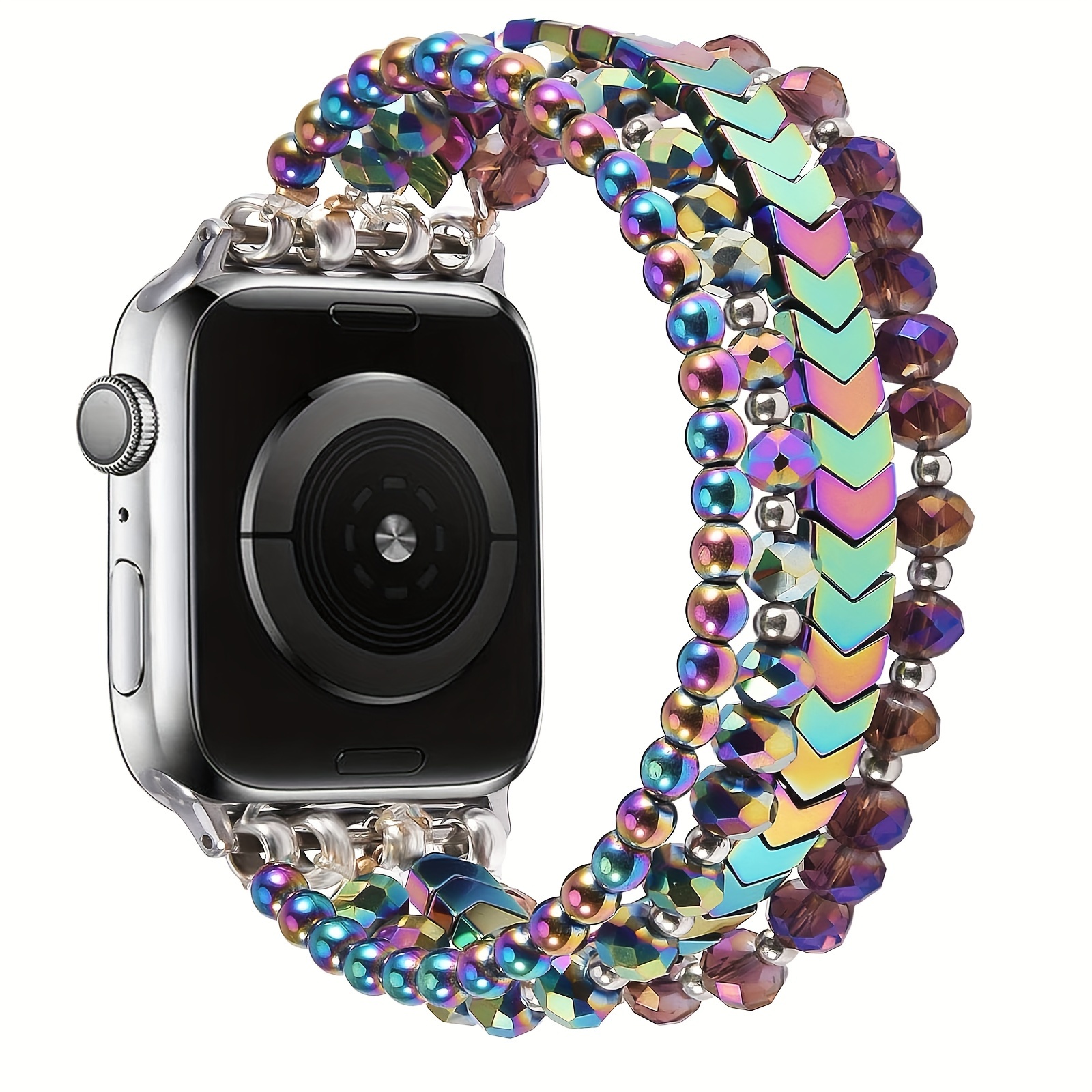 

Beaded Bracelet Compatible With Apple Watch Band 38mm/40mm/41mm Series 9/8/7/se/6/5/4/3/2/1 Women Fashion Handmade Elastic For Iwatch Bands Replacement Colorful