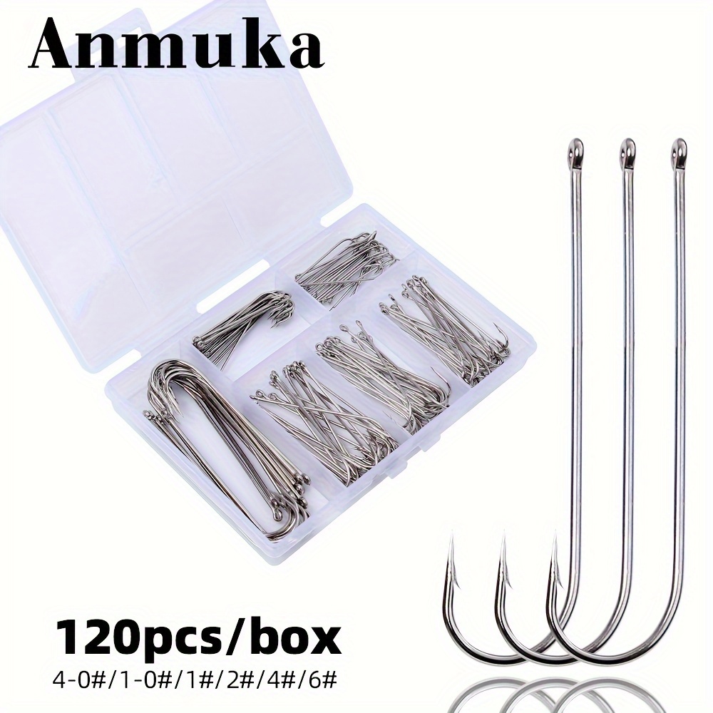 

120pcs Long Shank Set - Steel Barb & Eye, For Sea & Lures