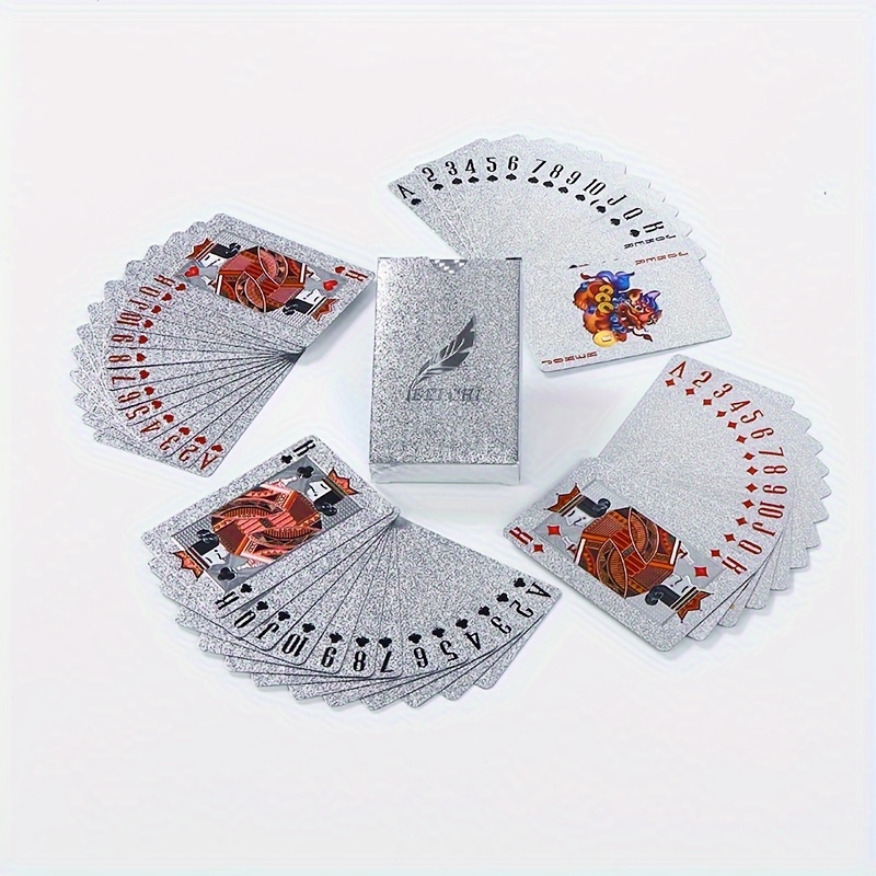 TEMU 1pc Premium Silvery Waterproof Playing Cards - Durable Pet Material, Board Games & Entertainment