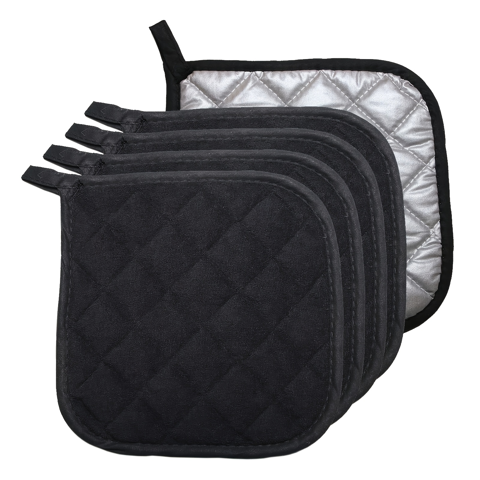 TEMU 5pcs Mixed Solid Color Placemat Set, Basic Square Heat-resistant Pot Stand 17cm/6.69 Inches Multifunctional Quilted Liner Small Tripod Cloth
