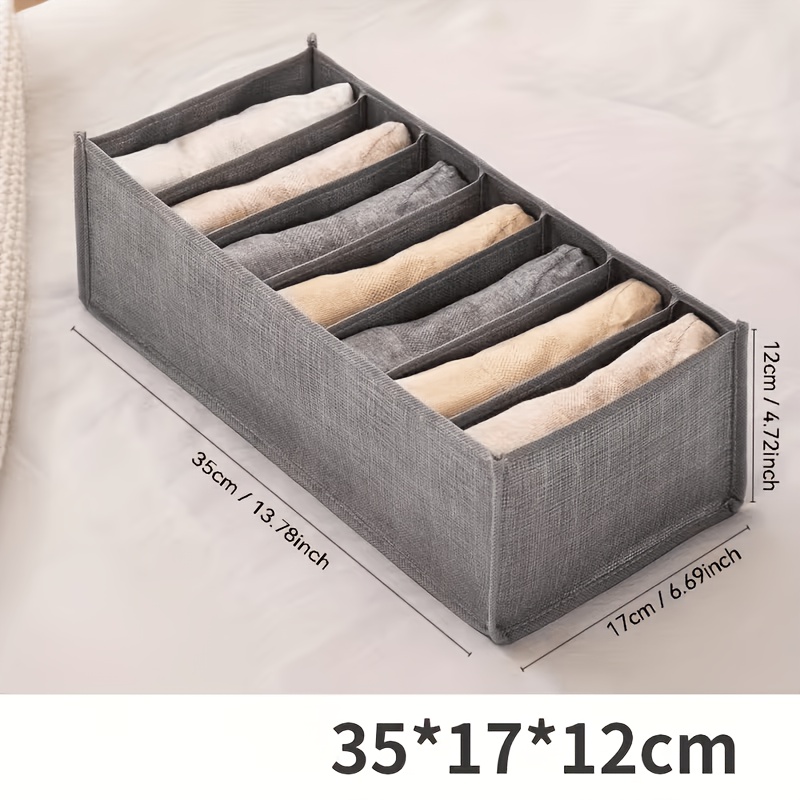 Heavy Duty Multi Compartment Clothing Storage Box, Underwear Socks Organizer with Front Panel And Sturdy Lid - Heavy Duty Fabric Closet Organizer for Pants, Jeans, Socks, Underwear, Bras - Durable Portable Closet Organizer (Canvas/Similar Texture)
