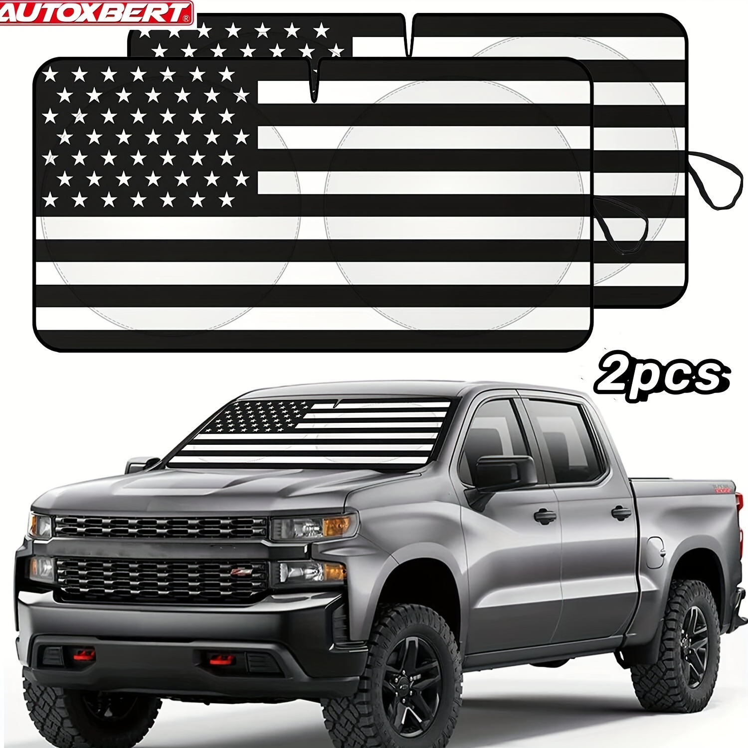 TEMU Xukey 2pcs Car Foldable Sun Shade Front Rear Window Windshield Sunshade Cover Large Us Flag Block Sun Shade Cover Car Windshield Sun Shade Shield Cover Visor Suv For For Accessories ()