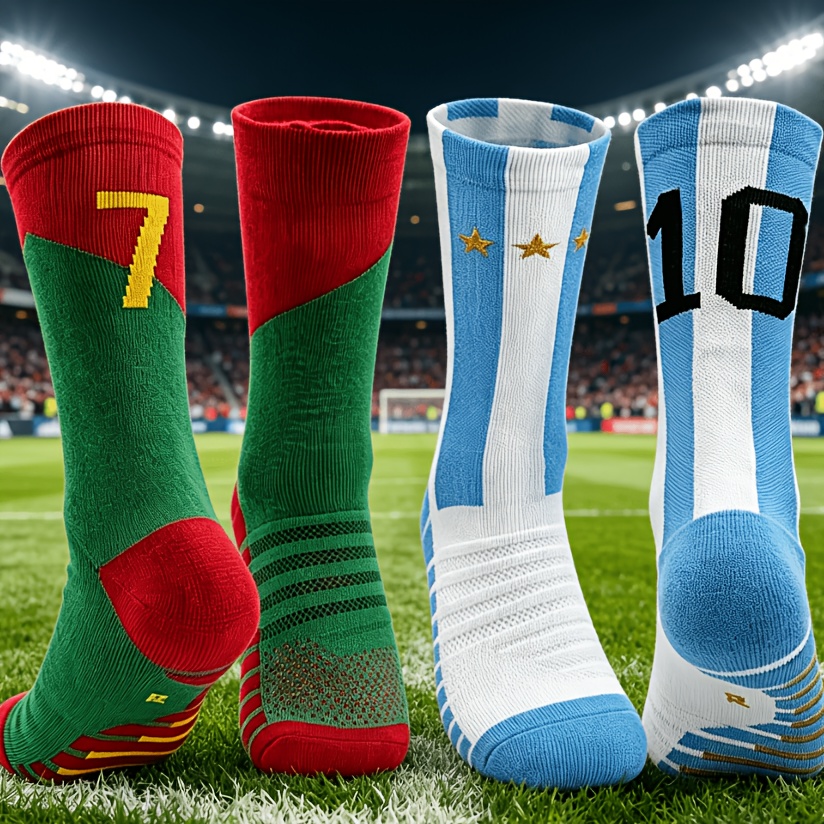 TEMU 1 Paire/2 Paires de Chaussettes de Football Unisexe, Taille 7 Chaussettes Épaisses avec Semelle en Serviette, Taille 10 Chaussettes de Course,