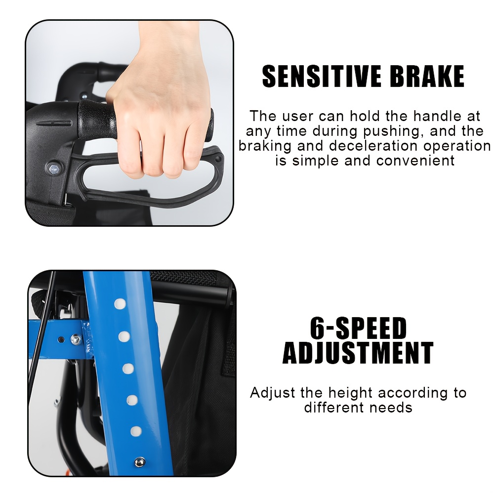 4 Wheel Walkers With Seat And Brakes For Seniors, Rollator Walker With Seat, Backrest, Basket, Large Wheels- Easy Folding Senior Walker Lightweight Mobility Walking Aid For Adult