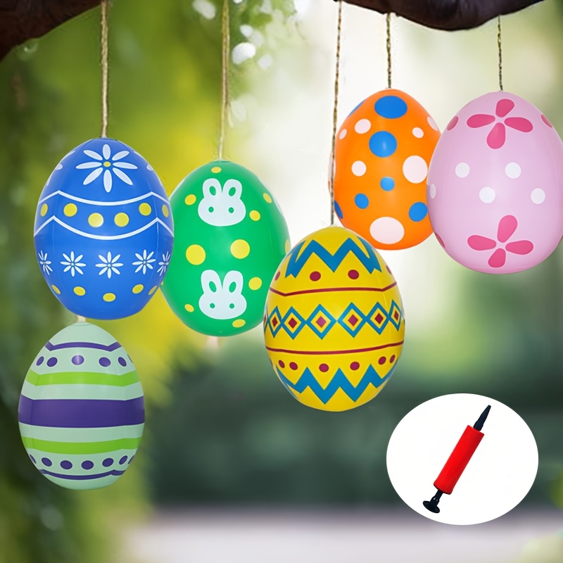 

1 Set Easter Inflatable Egg Decorations - Pvc Hanging Ornaments For Outdoor Yard, Lawn, Garden & Party With Tool, , Inflatable Tube