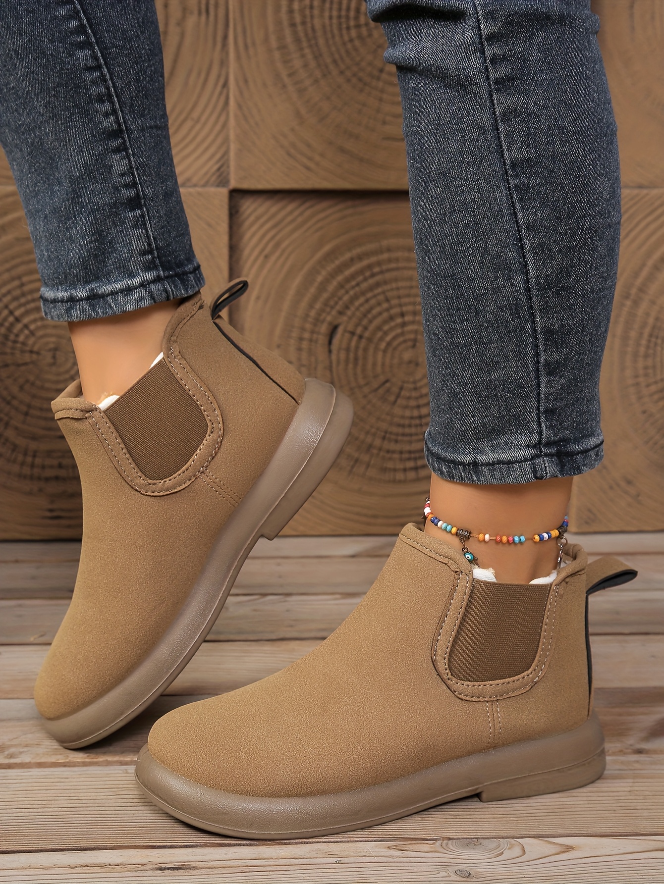 womens winter boots slip on flat heel ankle boots with cushioned insole non slip eva sole cozy fleece lined cold weather shoes for moms office Product details 12