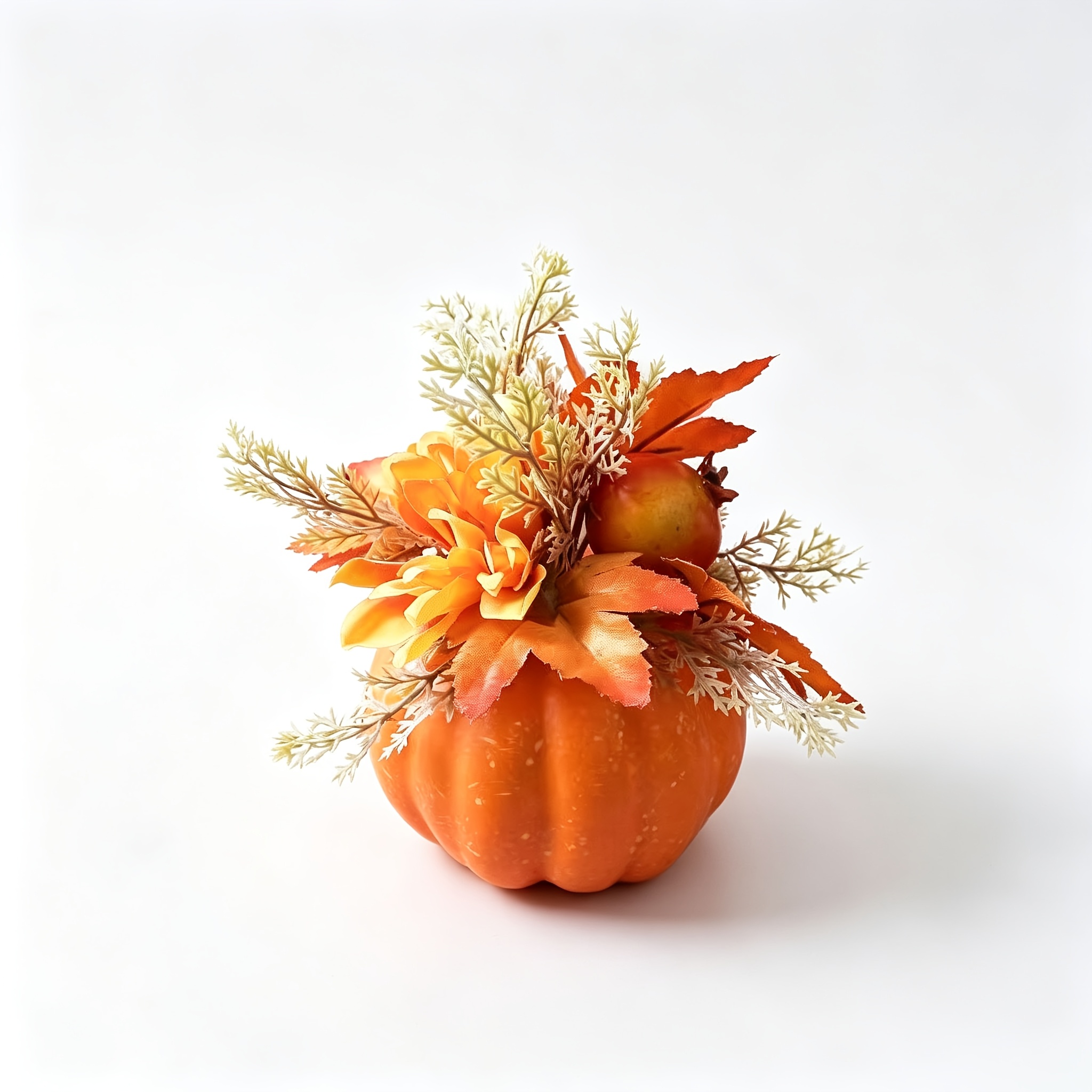 Image of Artificial Flowers, Harvest Thanksgiving Autumn Artificial Flowers And Pumpkin Ornaments, Suitable For Placement And Arrangement On Home Dining Tables For And Thanksgiving Decor