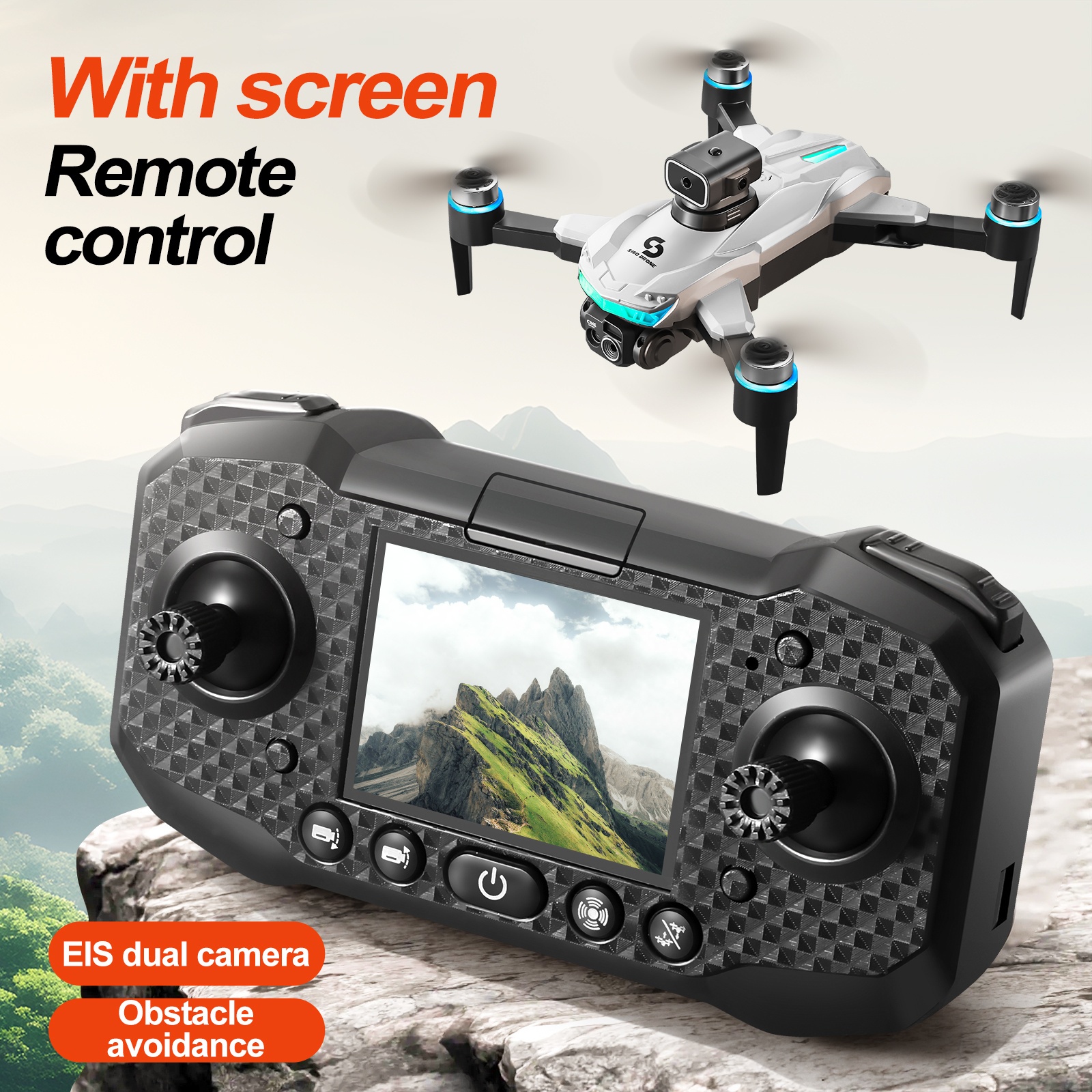 Drone S160 z Silnikiem Bezszczotkowym, Unikanie Przeszkód, Podwójna Kamera EIS & Optyczne Wznoszenie - Składany Quadcopter z em, Długi Czas Lotu, Łatwy w Obsłudze dla Początkujących i Dzieci, Idealny na Prezent Urodzinowy/Podróżniczy (Czarny/Niebieskie Akcenty) - FPV Wyścigi & Aerial Photography, Zewnętrzne Przygody, Elegancki Design, Stabilny Lot, Technologii dla Entuzjastów, Teleskopowa Kontrola, Bateria Polimerowa do Ładowania