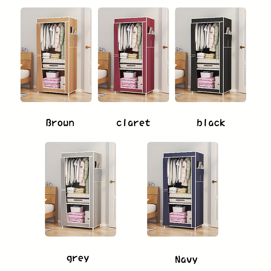 sturdy stainless steel freestanding wardrobe   3 2 cubic feet storage cabinet easy assembly   metal construction closet size portable closets details 0