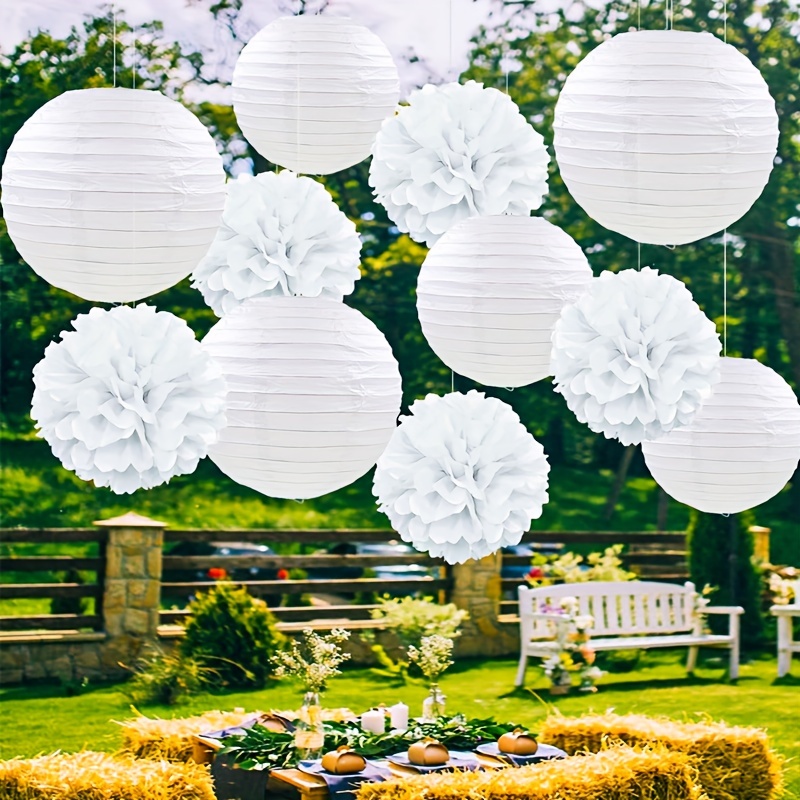 

Set/12pcs, White Wedding Decorations - White Lantern Flower Balls, 9.8 Inches Set Of 6 Lantern Flower Balls For Wedding Decoration, Each With A Unique Design, To Decorate The Wedding House