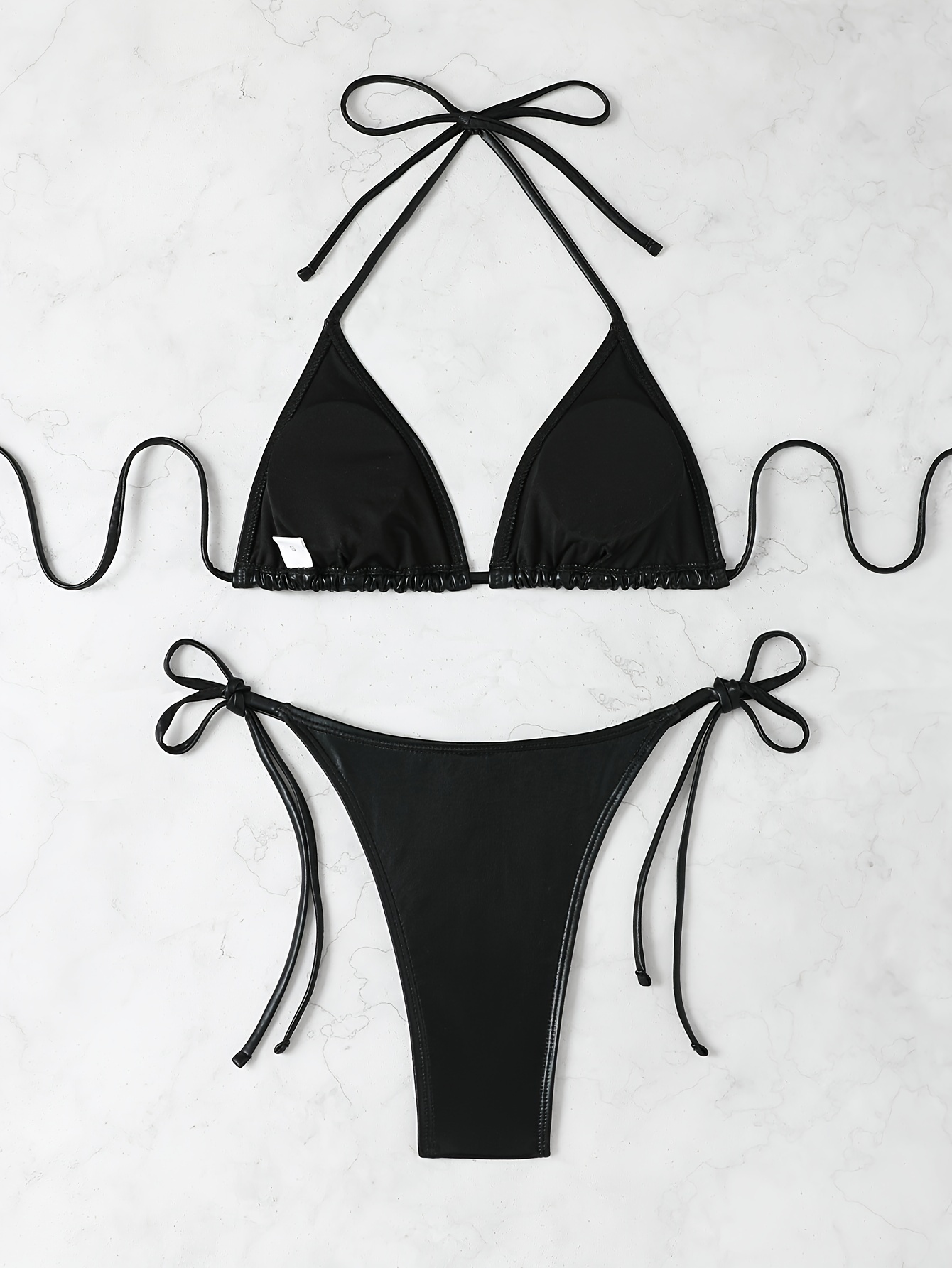New Sexy Shiny Fabric Split Bikini Swimsuit for Women