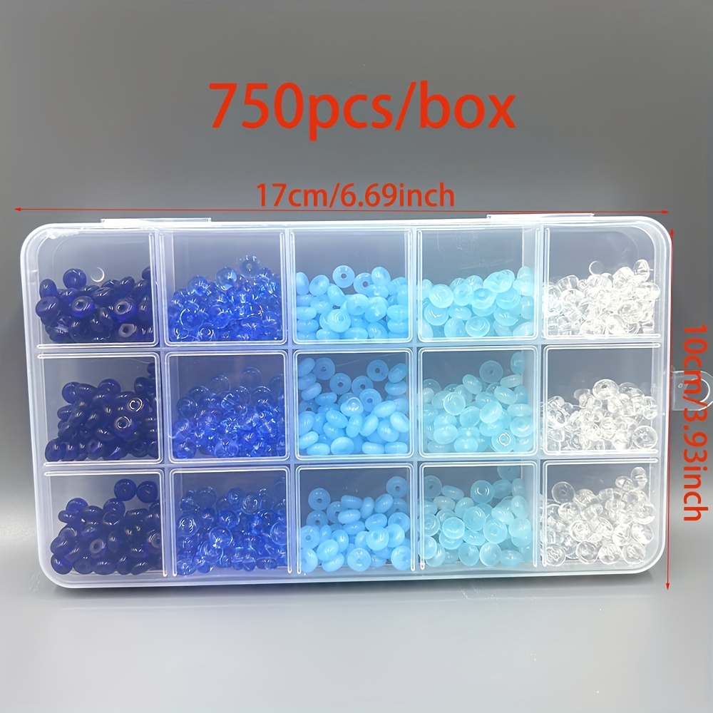 TEMU 750pcs Perline in Vetro Piatto , Dimensioni 3*6mm, Sognante, Accessori per Gioielli Fai da Te Braccialetti e Collane, Confezione con Scatola,