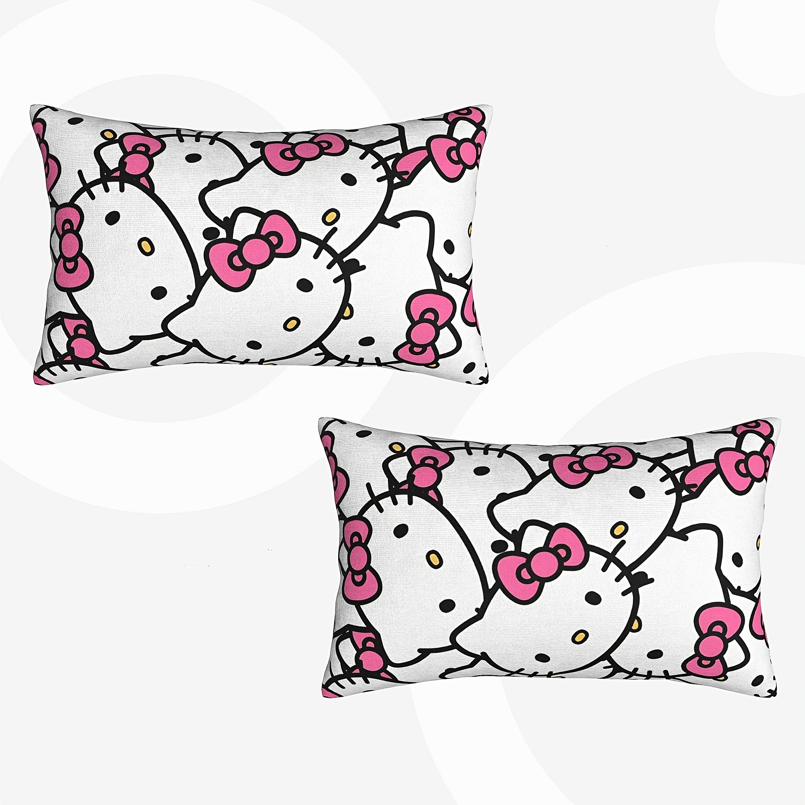 

2pcs Sanrio Hello Kitty Throw Pillowcase 20x30 Inch, Bedroom, Living Room Decor | Machine Washable Polyester With Zip Closure | Ideal Gift For Anniversaries Friends