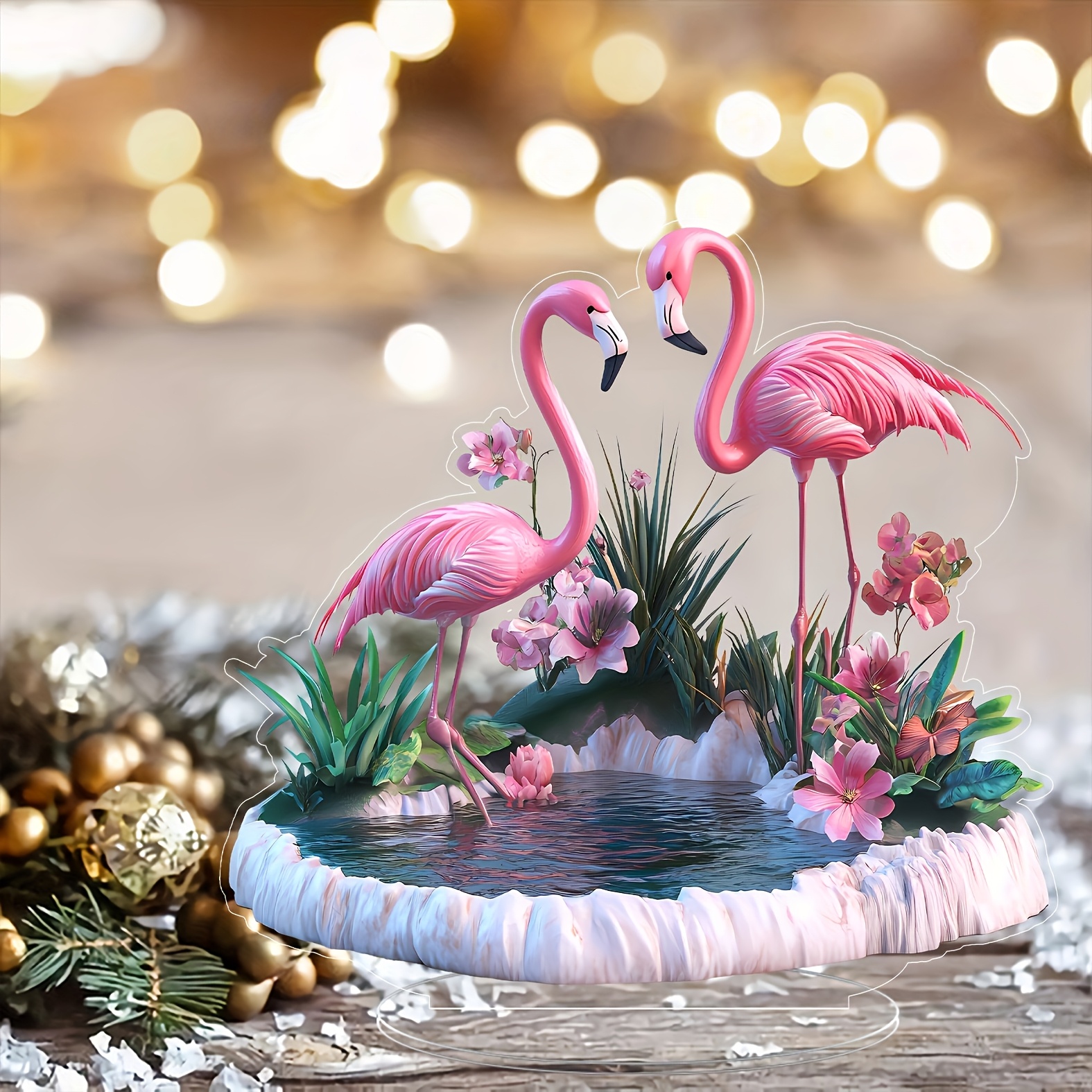 

2d Flat Flamingo Acrylic Ornament -1pc, Crystal Transparent Office Desk Decoration, Perfect Birthday Or Graduation Gift, Multifunctional Room Decoration