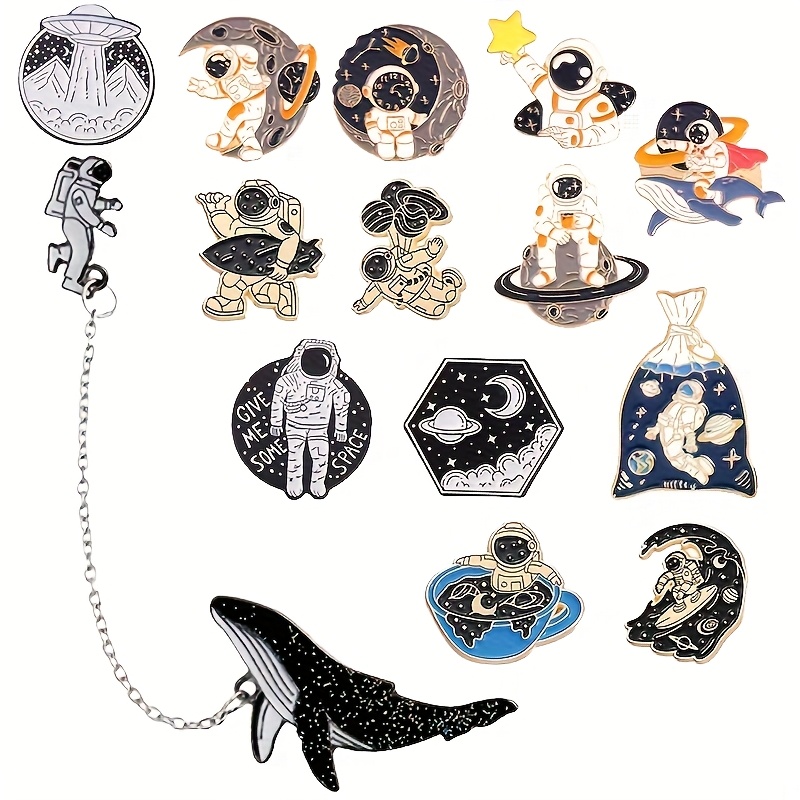 TEMU Ensemble de 14 broches à d'astronautes, accessoires badges adaptés pour vêtements, chapeaux et sacs à dos, bijoux décoratifs, cadeaux pour amis,