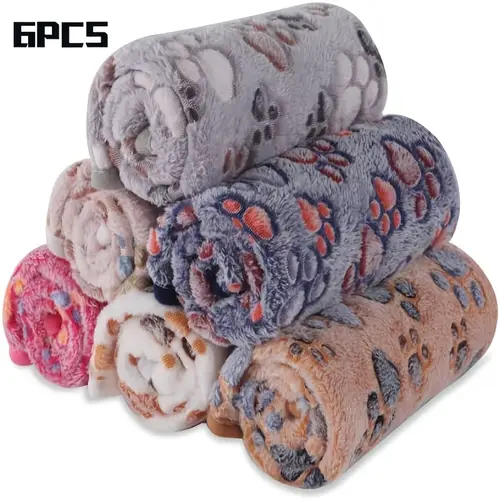 6 pack small dog blankets ultra soft warm pet cover for small and medium dogs with paw print fleece blanket