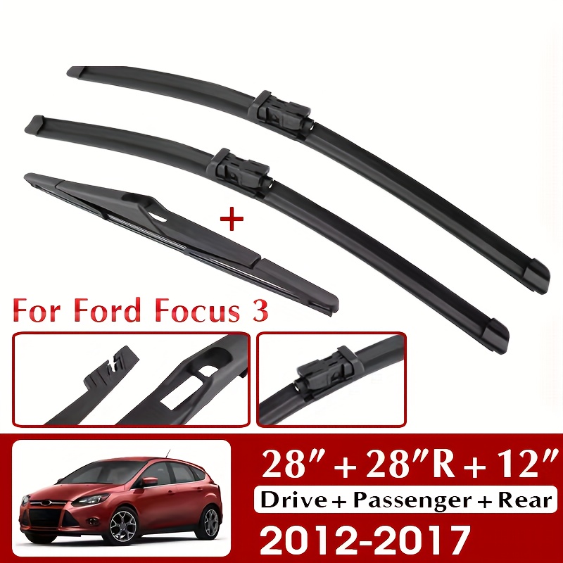 3pcs Windshield Wiper Set, For Ford Focus 2012-2017 Hatchback Models, Frameless Wiper Blades