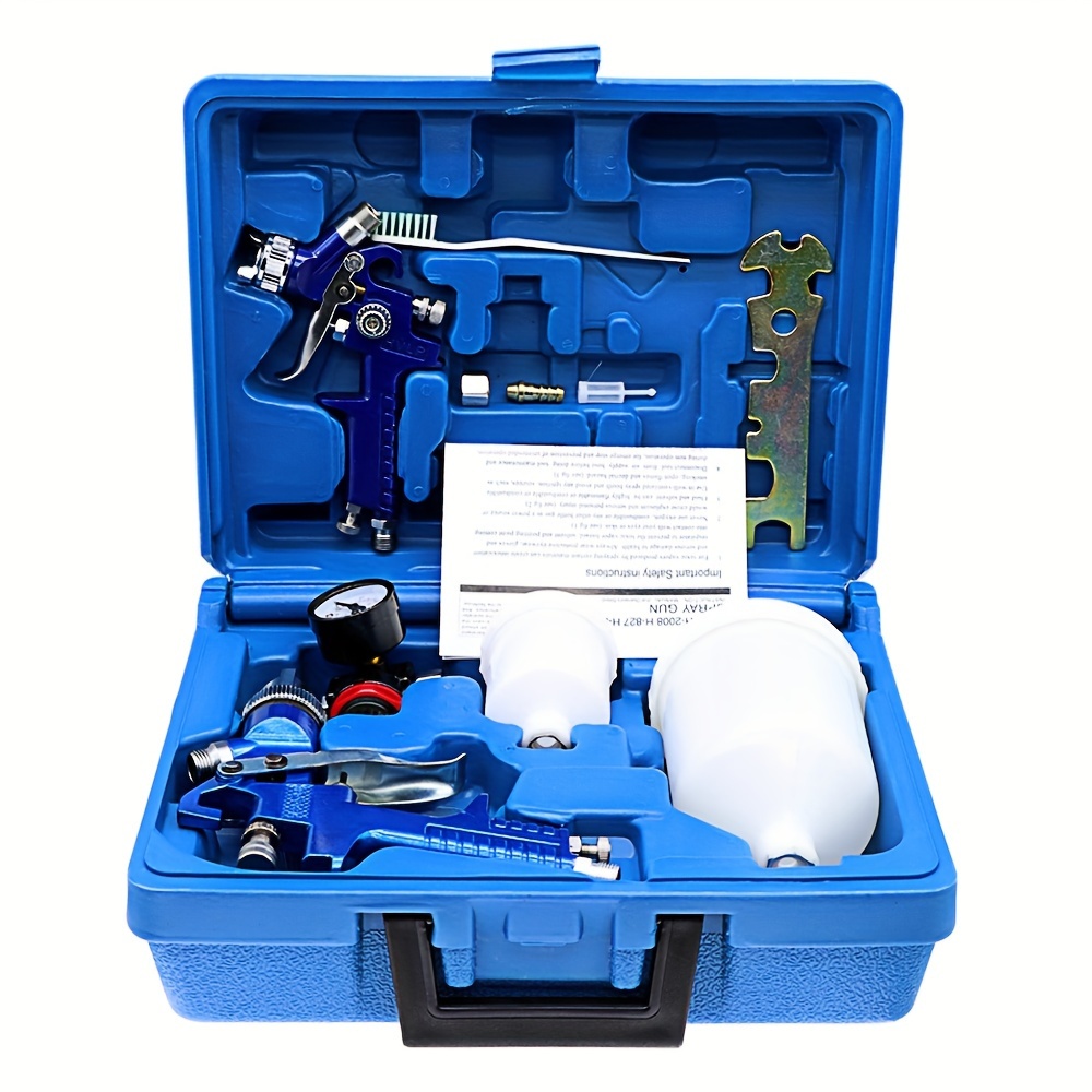 

2pcs/set Hvlp Paint Sprayer Set, 0.8mm & 1.4mm Nozzle Professional Air Gravity Feed Spray Kit With 125ml & 600ml Cup Paint Sprayer Tool For Car Furniture Painting Handheld Sprayer (blue)