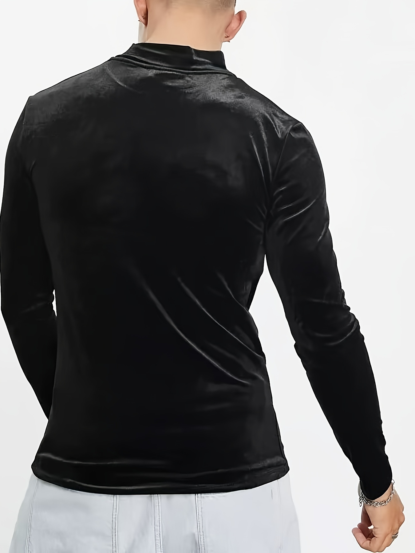 mens spring autumn winter velvet collar long sleeve - Temu United