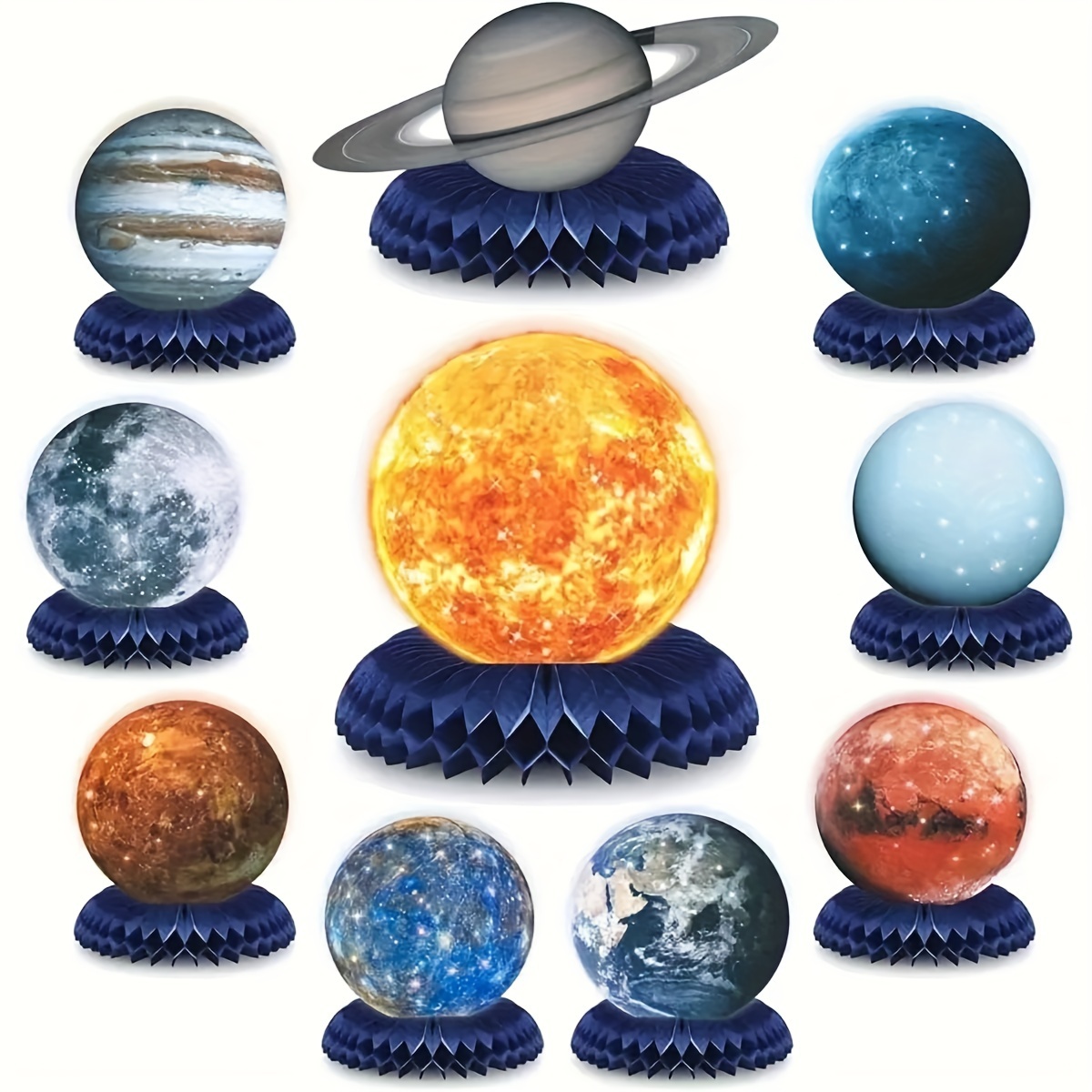 

10pcs Solar System Honeycomb Centerpieces - Outer Space Themed For Birthday Parties, For Photo Booth Props & Decorations