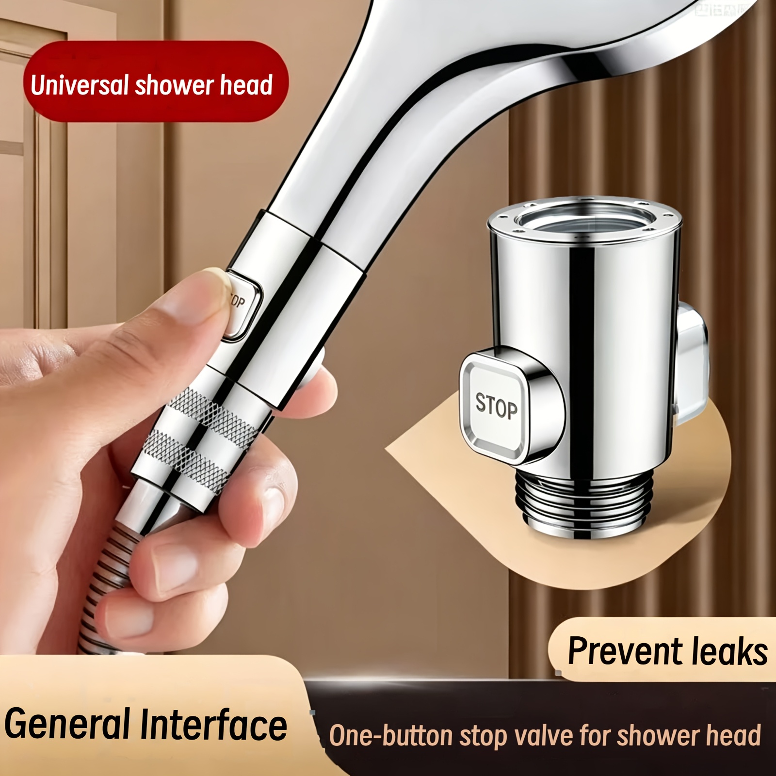 Internal And External Thread Angle Valve Shower Handheld Sprinkler Quick Switch Hose Straight-through Valve With One-button Water Stop Adjustment, Shower/spray Gun Universal Stop Valve