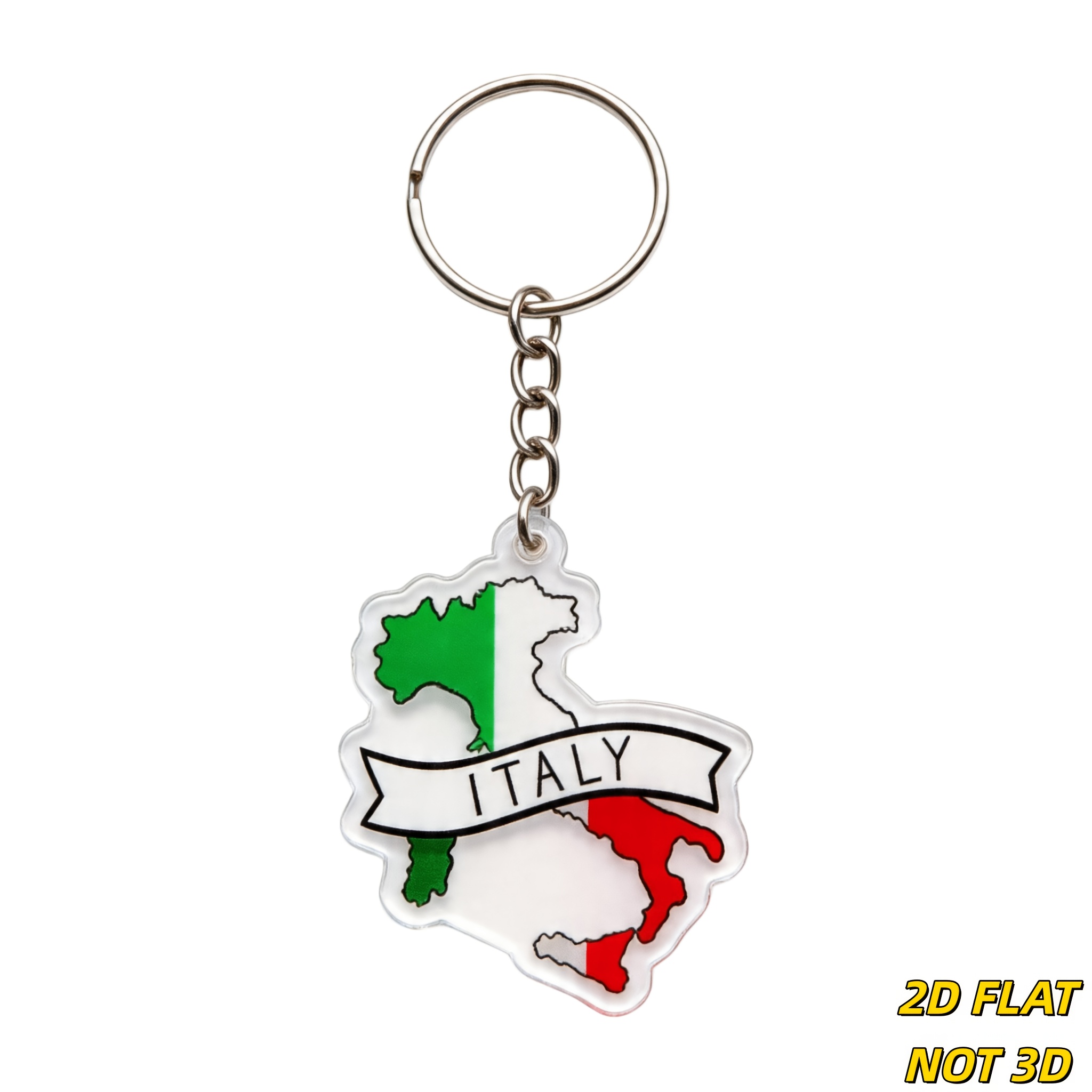 TEMU Portachiavi 2D piatto, mappa con bandiera nazionale �� Portachiavi souvenir in acrilico con tema campagna italiana, ciondolo per sacchetto a