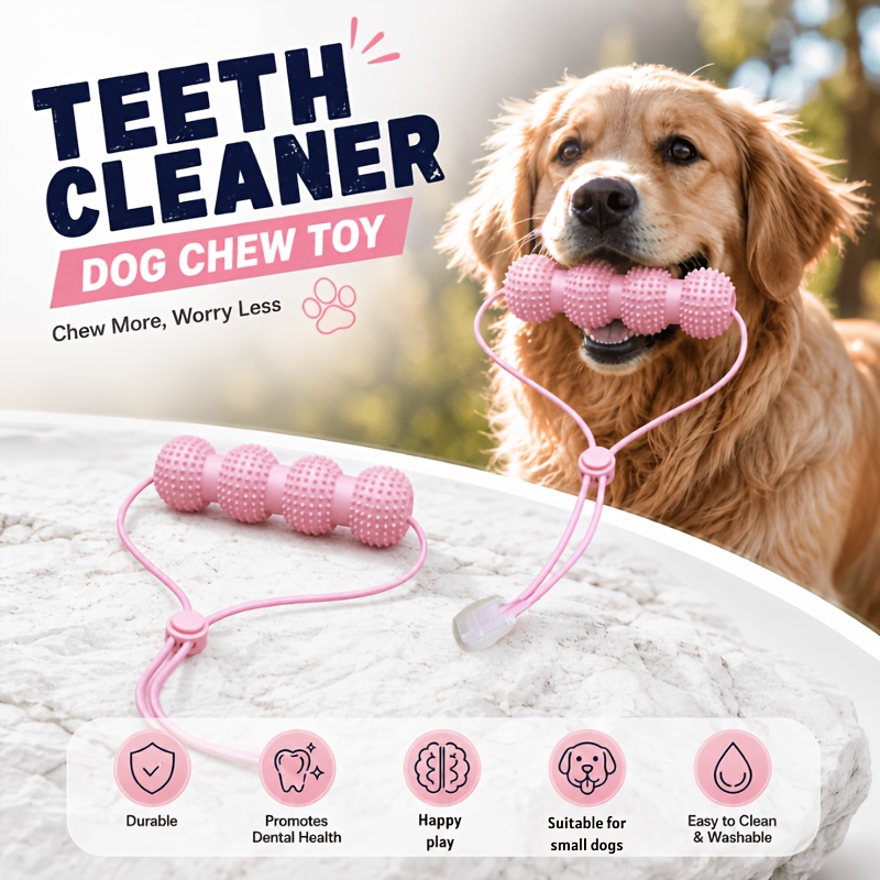 TEMU 1pc Pet Chew Toothbrush Teething Stick, Durable Dog Chew Toothbrush For Teeth Cleaning, Tied Around The Dog's Mouth To Help Open The Jaw, Assist