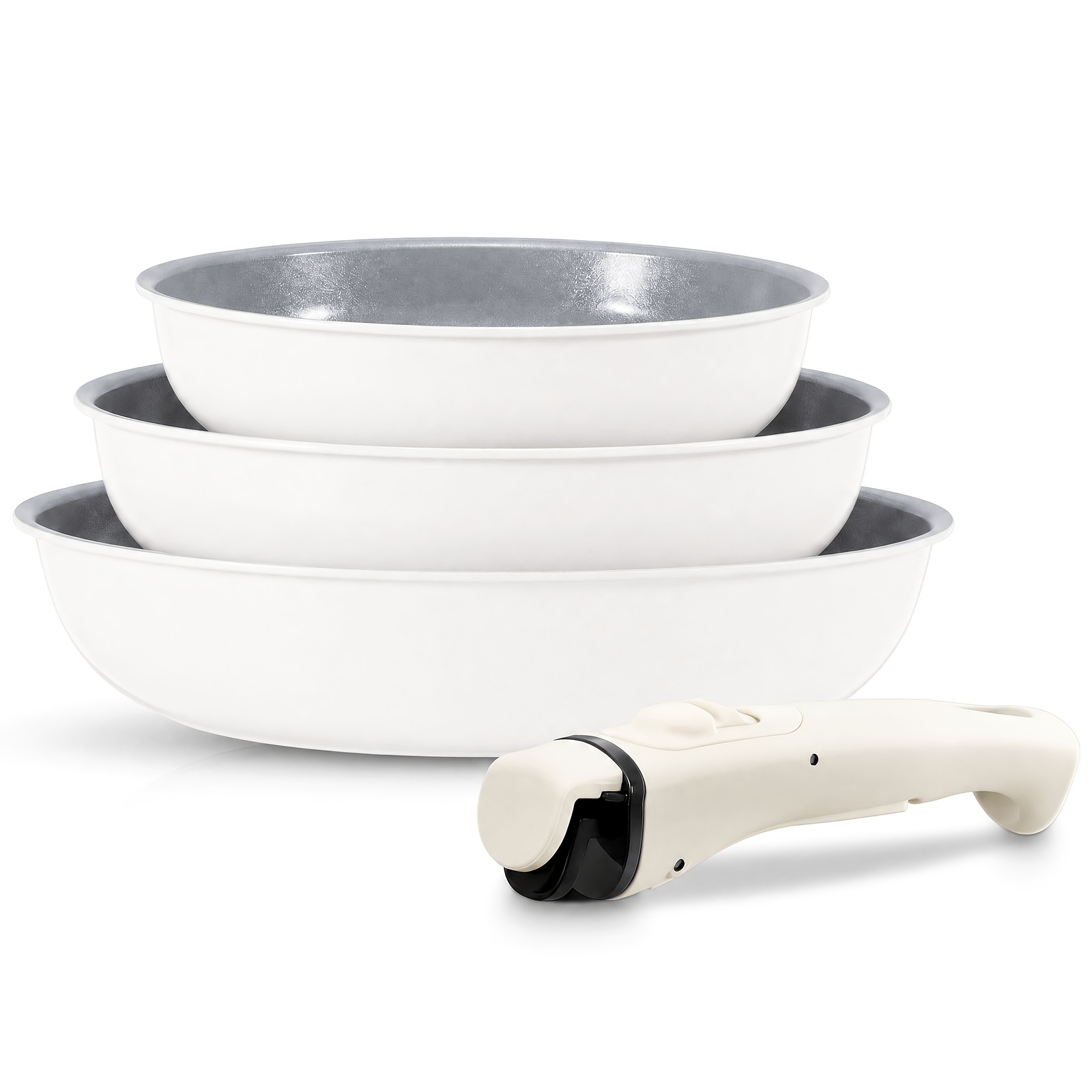 TEMU Frying Pans Nonstick With Detachable Handle, 20 24 28cm Ceramic Frying Pan, Oven Safe Skillets And Frying Pan, Compatible With All Stoves,