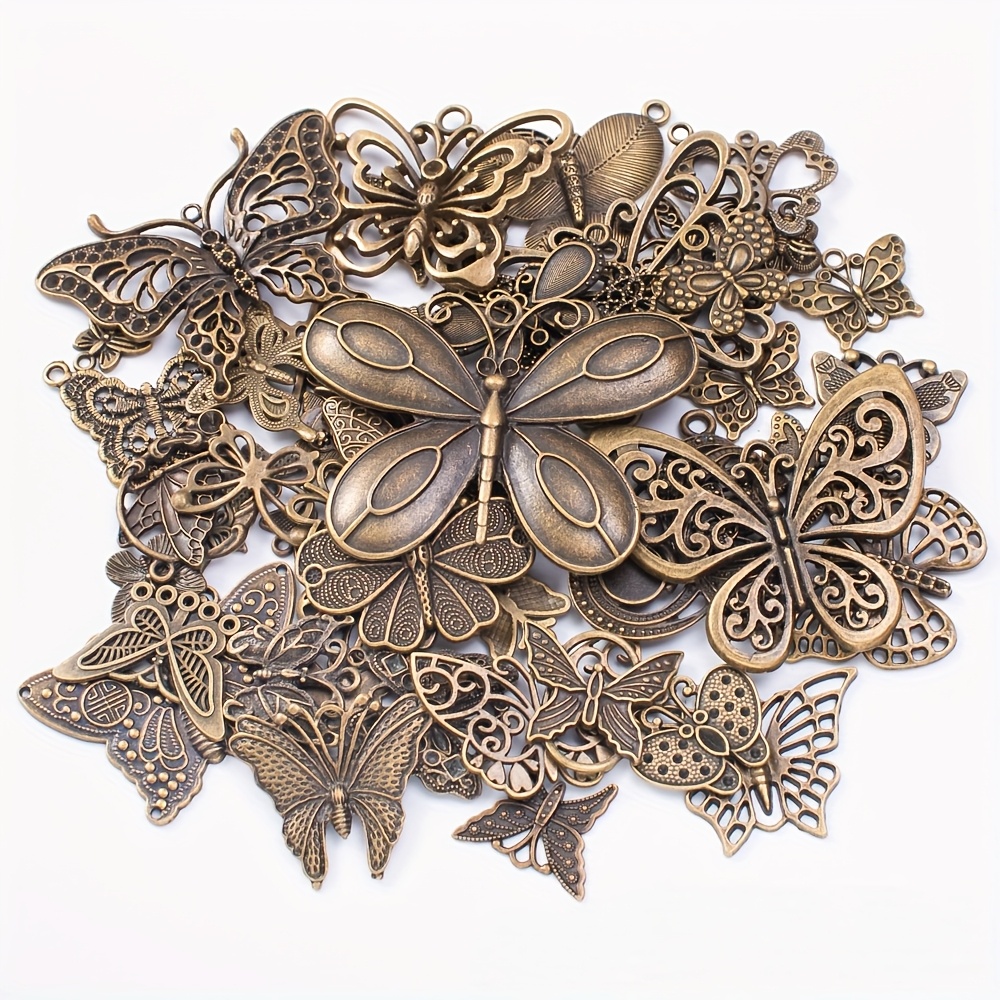 TEMU 100G de Pendentifs Mélange de Papillons Vintage en Alliage de , pour Collier, Bracelet, Boucles d'Oreilles, Cheville, Sac, Porte-clés et