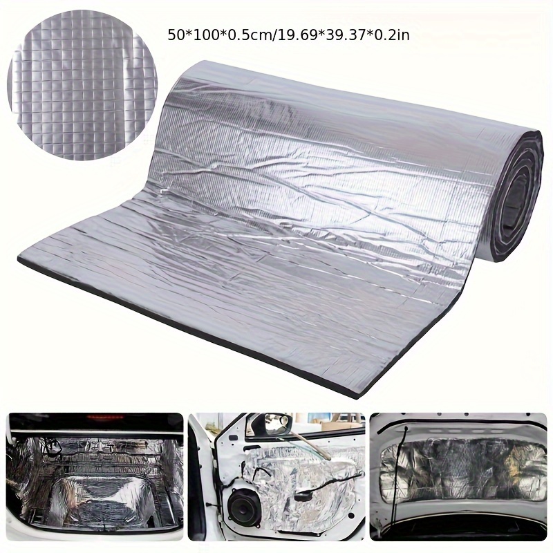 TEMU Car Thermal And Acoustic Insulation Foam Aluminum Foil Self-adhesive Thermal And Acoustic Insulation Pads Car Hood Acoustic Car Sound-absorbing Heat Insulation