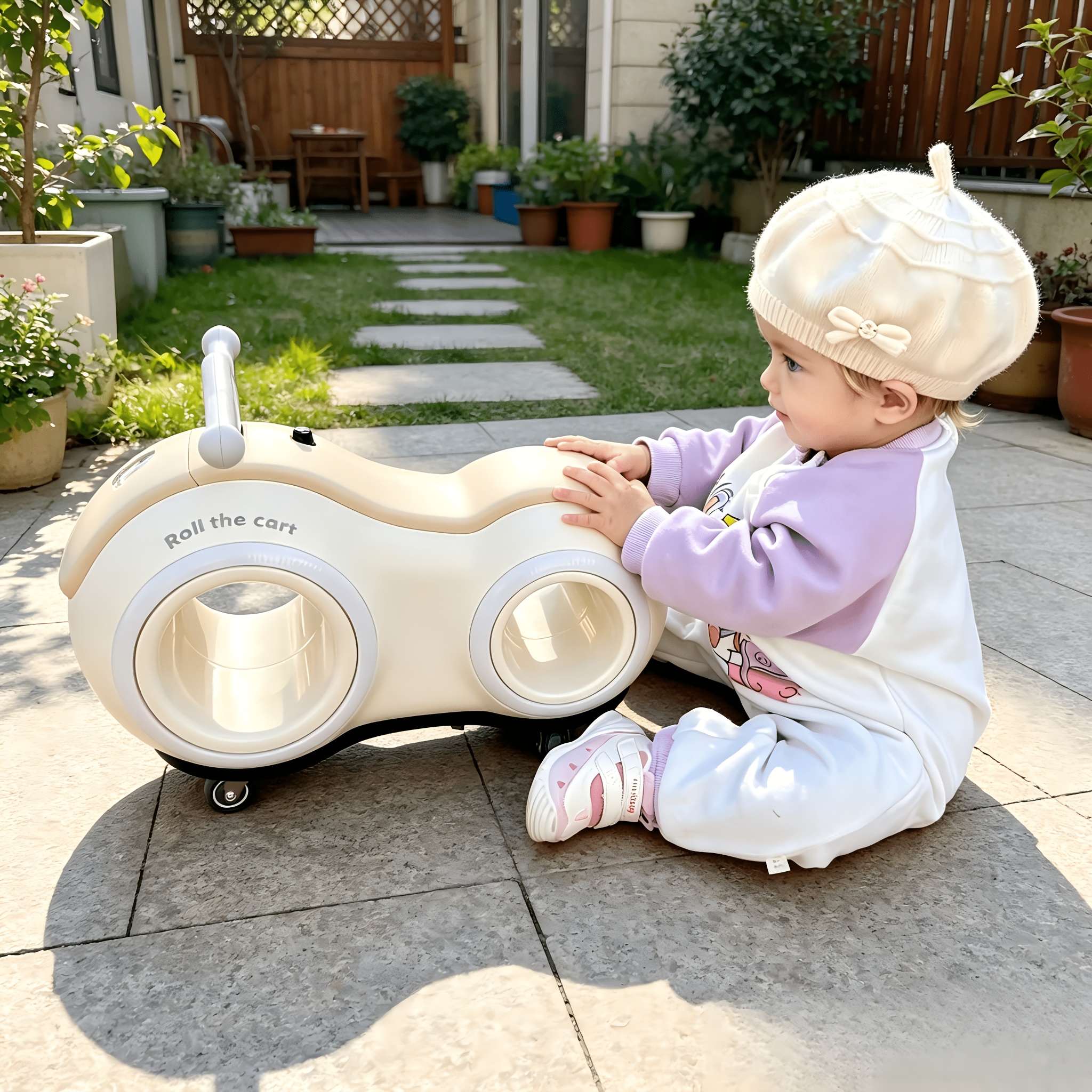 Anti-tip Toddler Walker Balance Bike, 220 Lbs Weight Capacity | 4-wheel Stable Structure With Built-in Lights And Music, Suitable For Kids Over 1 Year Old, Indoor And Outdoor Dual-use. Ideal For Outdoor Camping And Parent-child Outings