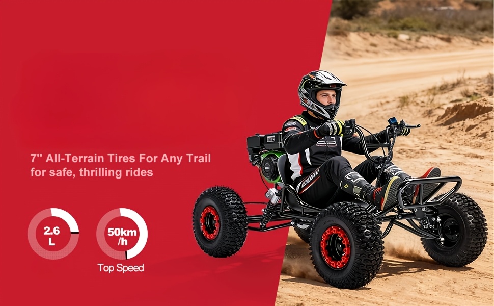 adult go-karts and   off- -karts, 6-inch off-road tires, rear disc brakes Product details 6