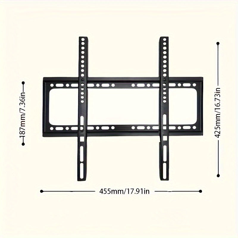 TEMU Iron Fixed Tv Wall Mount Bracket For 26-65 Inch Screens, Ultra-thin Vesa 400x400mm Compatible, Strong 55lb Weight Capacity, Easy Non-electric Installation