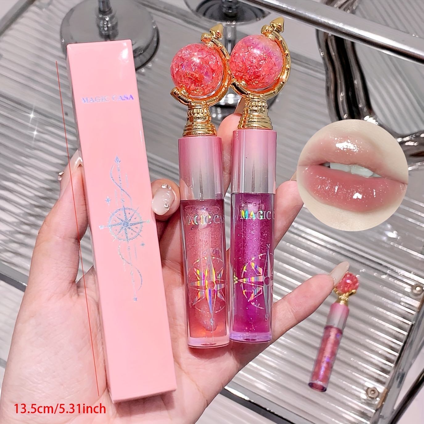 KYDA Lip Gloss 6 Farben – Spiegelnder Gloss, Feuchtigkeitsspendend & Transparent, Für Volle Lippen