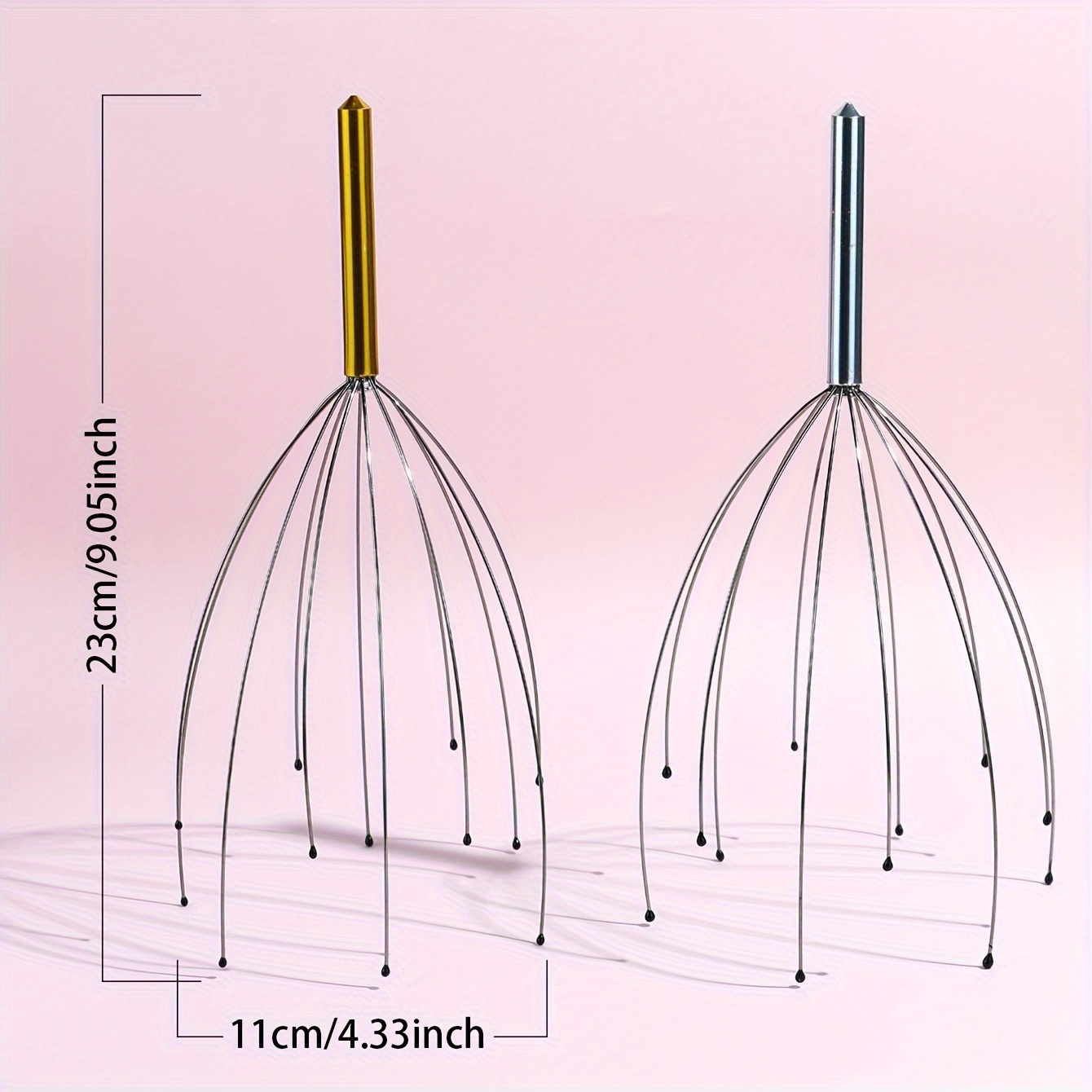 1pc Masajeador Manual de Cabeza de Pulpo de Acero Inoxidable para Extracción de Alma y Rascado del Cuero Cabelludo