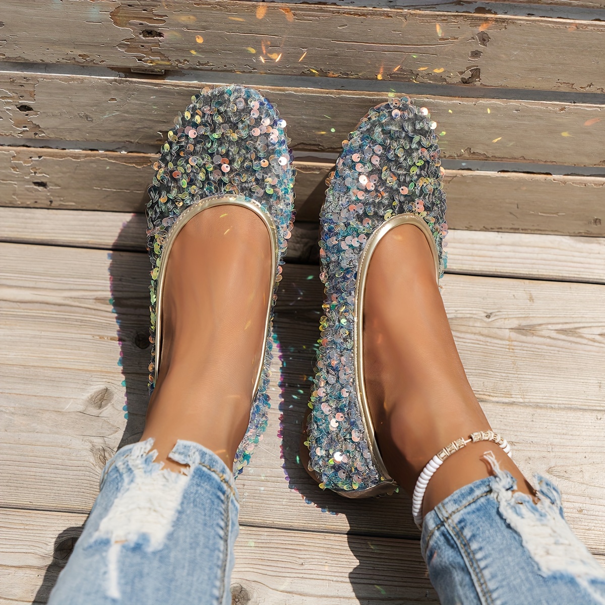 Chaussure plate paillette femme outlet