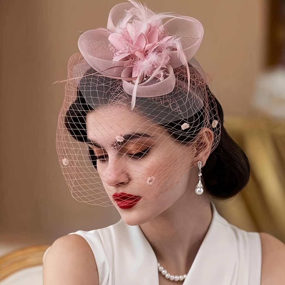 1pc fascinators hats 20s 50s hat pillbox hat tea party - Temu display picture 2