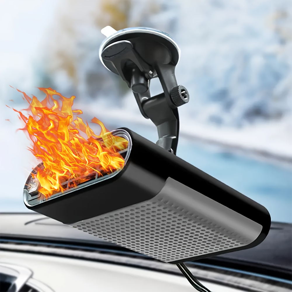 TEMU 12v Car Electric Heater Fan With 360&deg; Rotation And Automatic Windshield Heating - Red/black