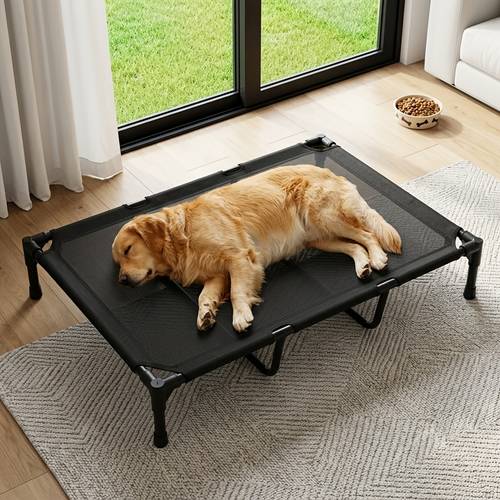 heavy duty elevated dog bed for large dogs cooling raised pet cot with extra center support breathable mesh dog bed dog additions and supplies cama elevada