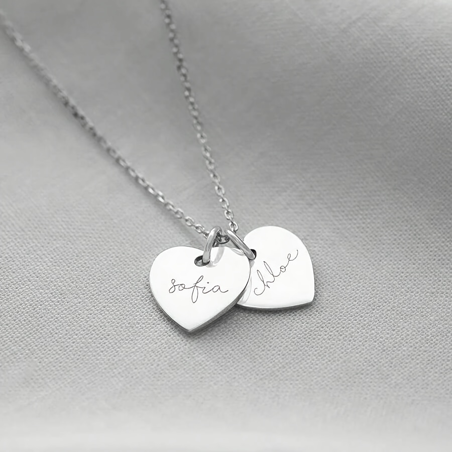 TEMU 1 Golden Silvery Personalized Name Necklace, Couple Jewelry Gift For Her - Wedding Anniversary Valentine's Day Present, Custom Couple Names