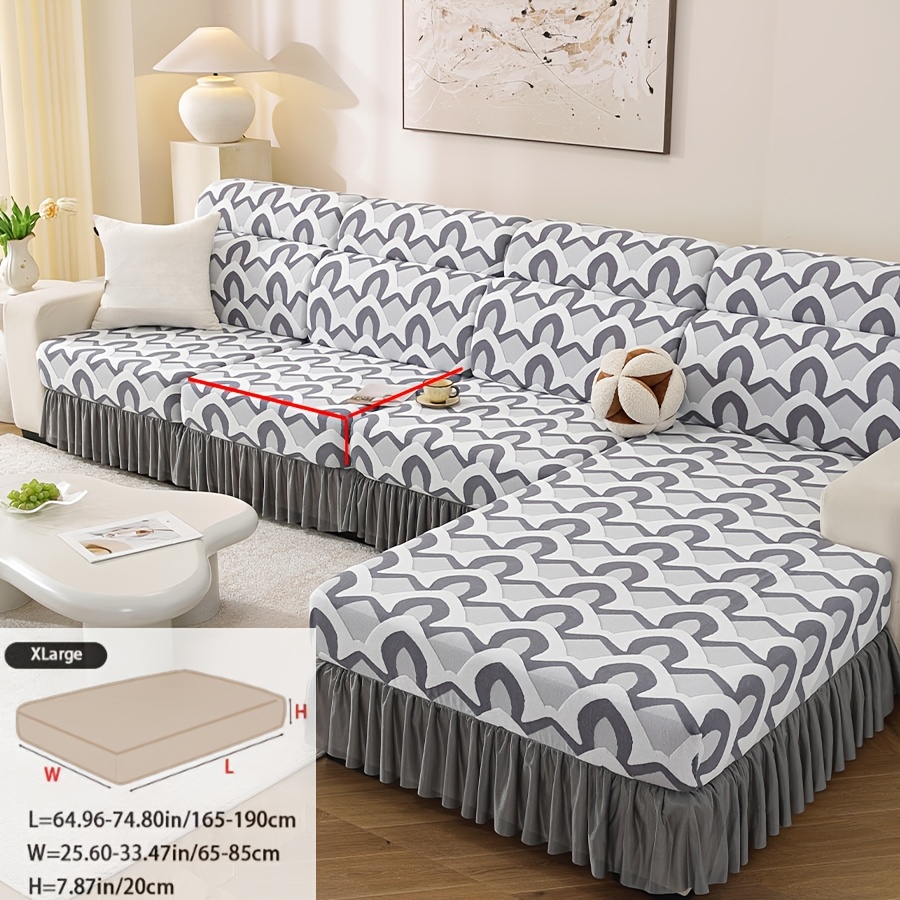 TEMU 1pc Sofa Cover With Elegant Skirted Hem, Elastic Edging, , Washable Pet-friendly Sofa Slipcover For Living Room, Dining Room, , Bedroom Bedside