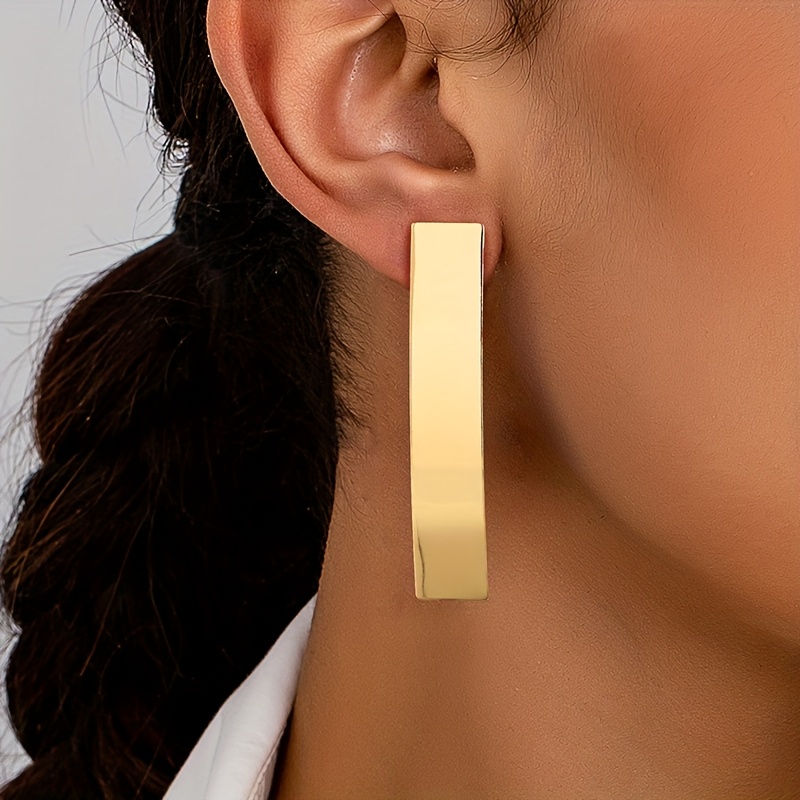 2pcs/set Glossy Surface Arc-shaped Women's Stud Earrings Suitable For Women's Work And Daily Wear