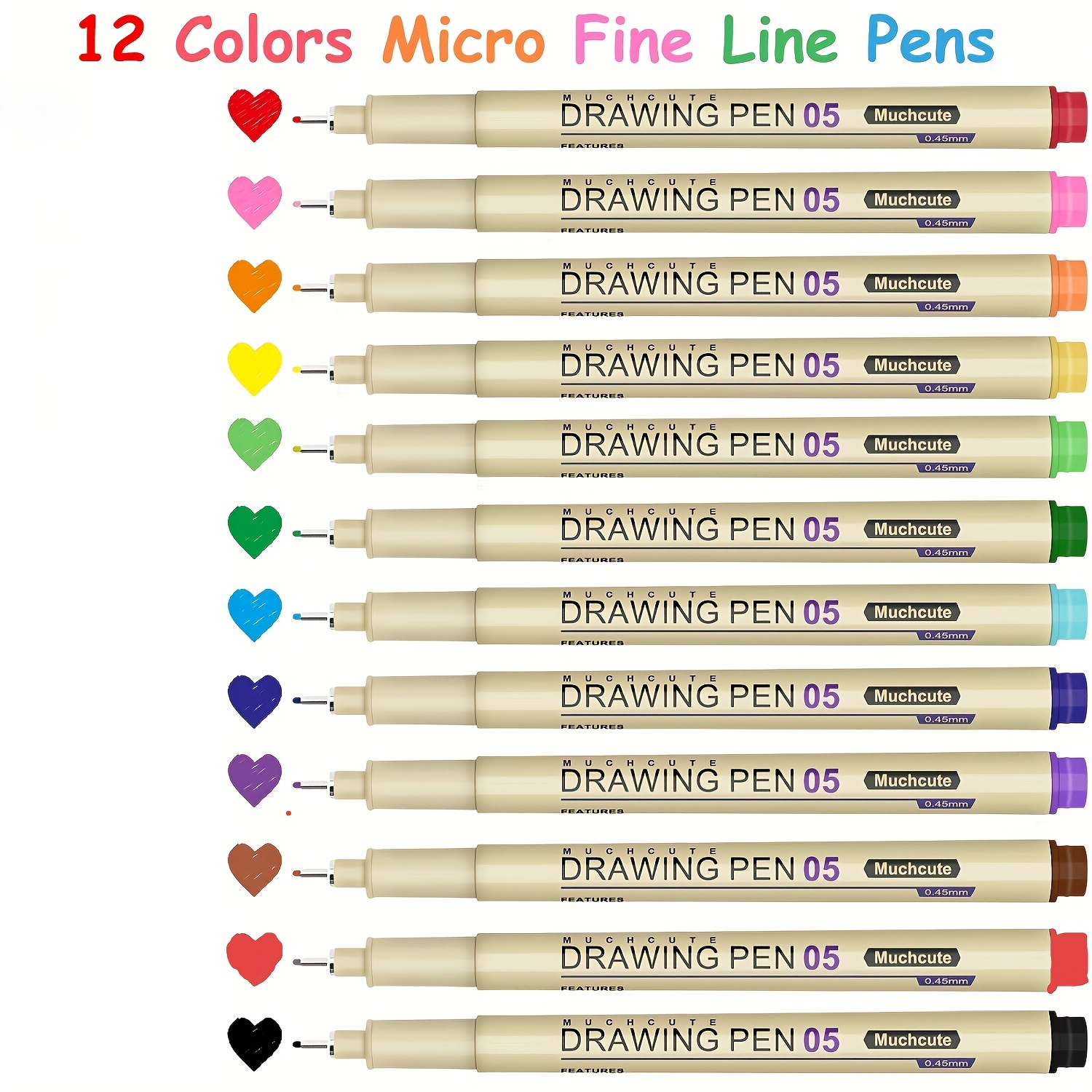 12 colors drawing pen fineliner pen   set 0 45mm art pen ultra extra fine liner 05   sketch journaling fine line marker suitable for professional   based ink