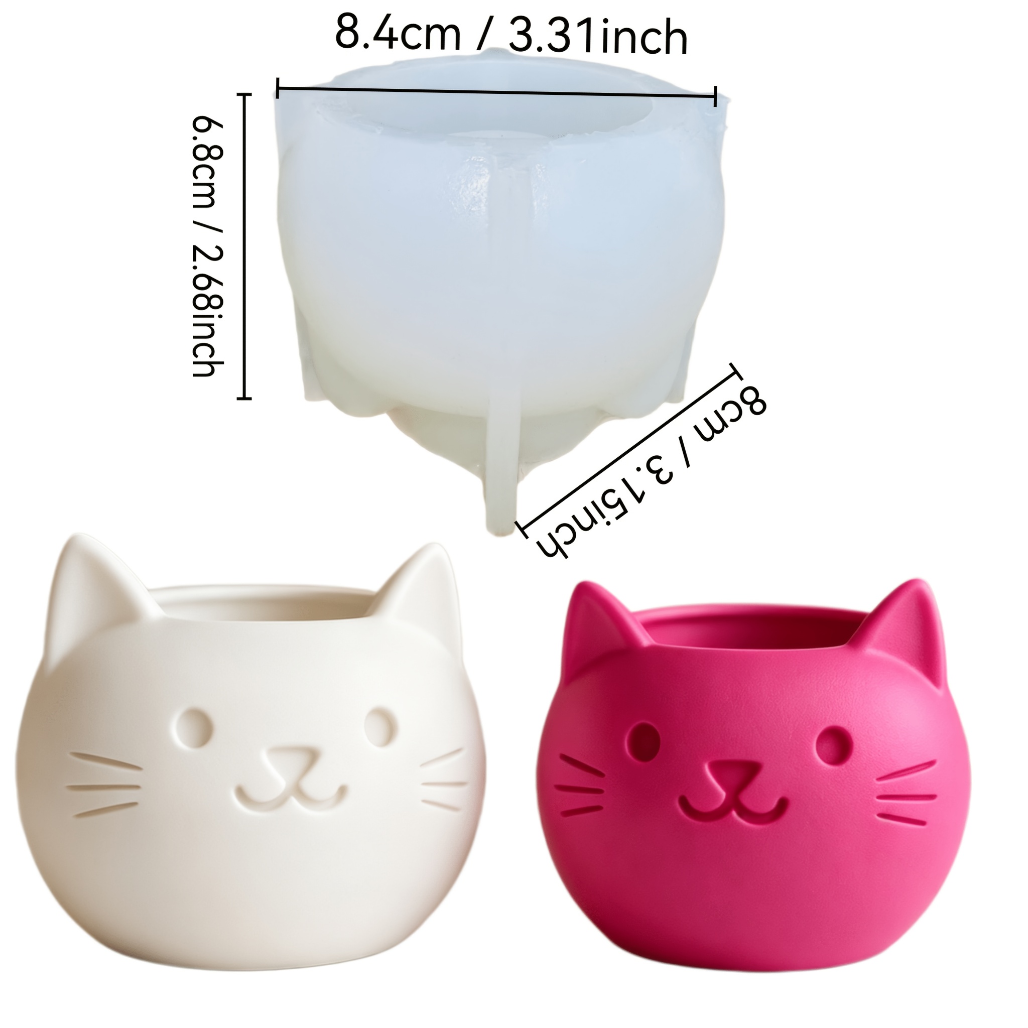 TEMU 【レジンシリコンモールド】猫の植木鉢 シリコンモールド 再利用可能 多肉植物ー、ホームストレージ、ペンホルダー、ジュエリーおよびジュエリー収納、レジン、香り付きキャンドル、石膏石鹸、粘土、手作り工芸品、オーナメントの作成に