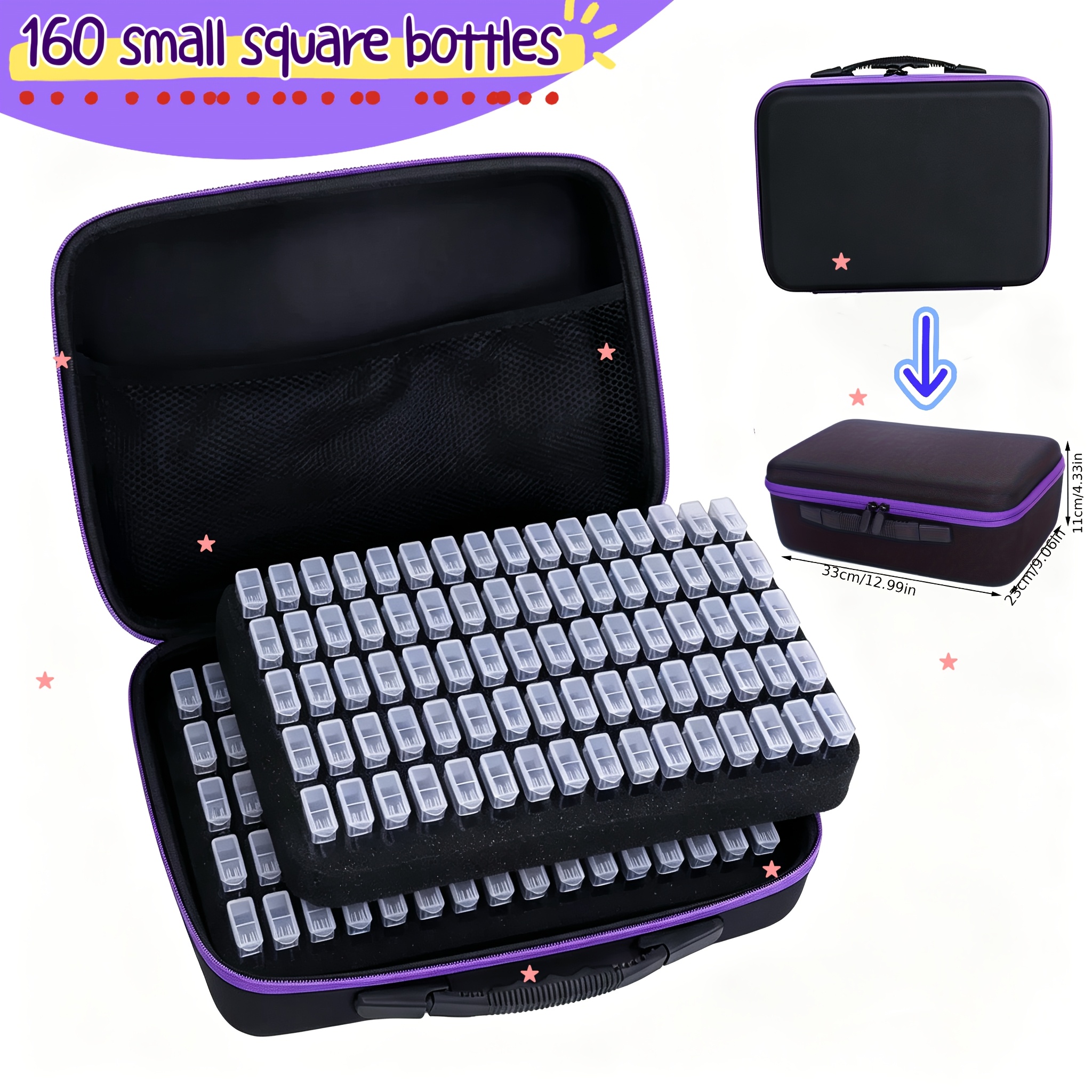 160pcs Diamond Painting Accessory Kit With Clear Storage Bottles, Dual-layer Organizer Bag & Diy Embroidery Tools - Versatile Crafting Supplies Container