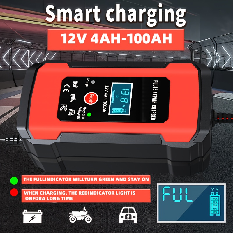 

12v 6a Intelligent Pulse Repair Battery Charger For Cars, Trucks, Motorcycles, Lawn Mowers & Boats - Maintains & Extends , Enhanced 2024 Version With Lcd Screen, Seasonal Charging Modes