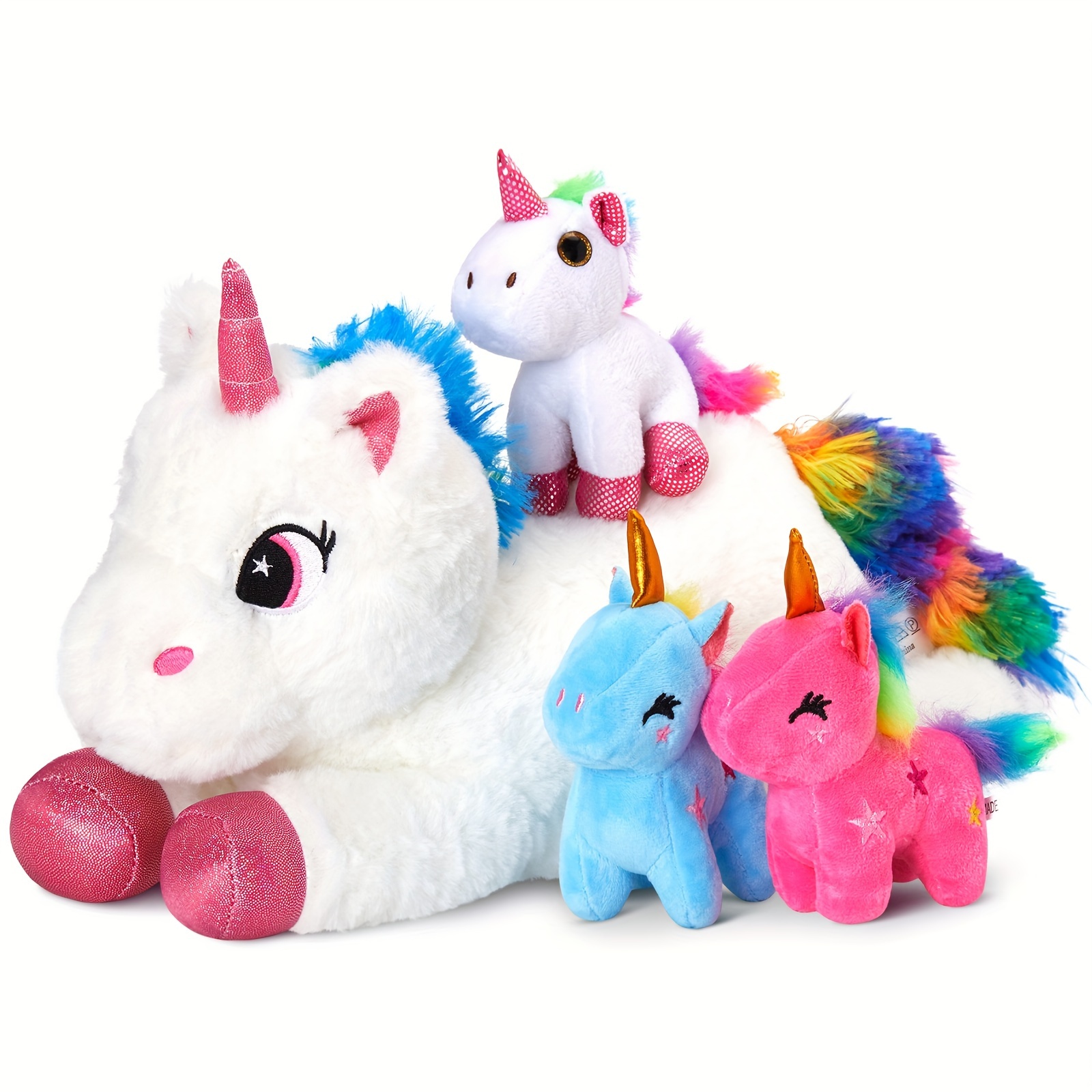 

Cuddly Mommy Unicorn With 3 Baby Unicorn Plush Toy, Soft Stuffed Animal Doll, Ideal For Children's Playing, Unicorn Birthday Party Gift Toy For Kid, Christmas Party Decor Bed Sofa Ornament