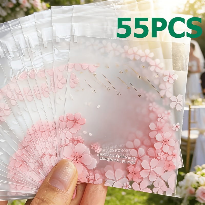 TEMU Regalo /Lui 55 pezzi Sacchetti regalo OPP trasparenti rosa, imballaggio riutilizzabile autosigillante per matrimoni, feste e feste di compleanno