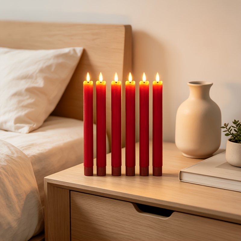 TEMU Nimiko 7pcs Candle Set, Consisting Of 6 Candles And 1 Remote Control. In . Suitable For Halloween, Autumn Home Decoration, And Birthday Parties.