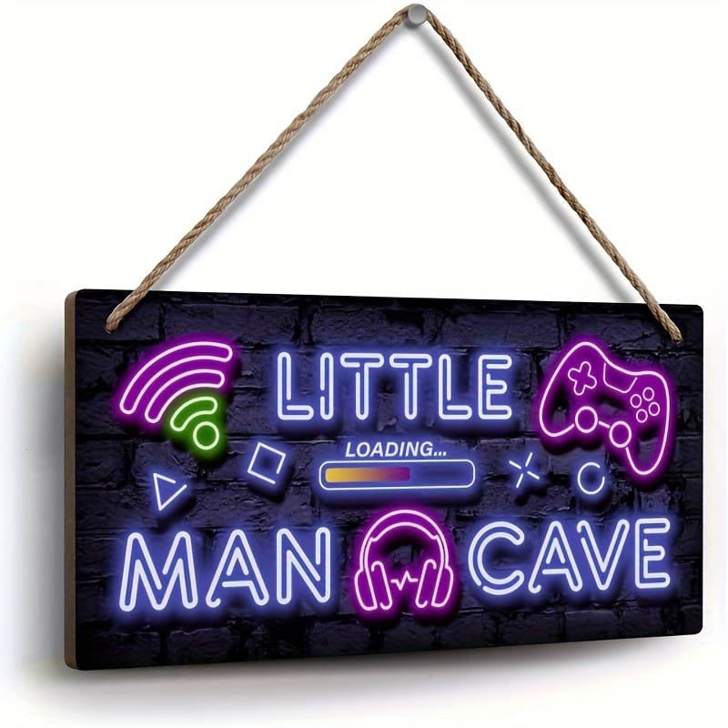 2d Flat, Wooden Neon Decor Plaque - Vibrant Neon Design, , No Electricity Needed, For Gaming Room Wall Art, Gaming Room Decor | Retro Gaming Theme | Durable Wooden Sign